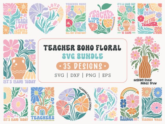 A Designer's Take on the Teacher Boho Floral SVG Bundle