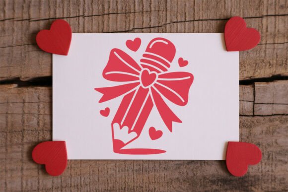 Teacher Pencil Bow Valentine Design Review